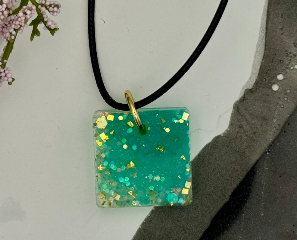 Seafoam mist square pendant