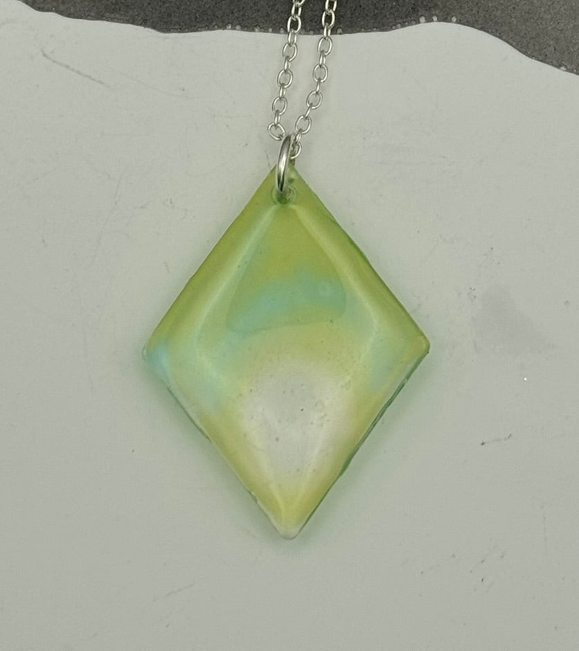 Lemon-lime diamond-shaped pendant