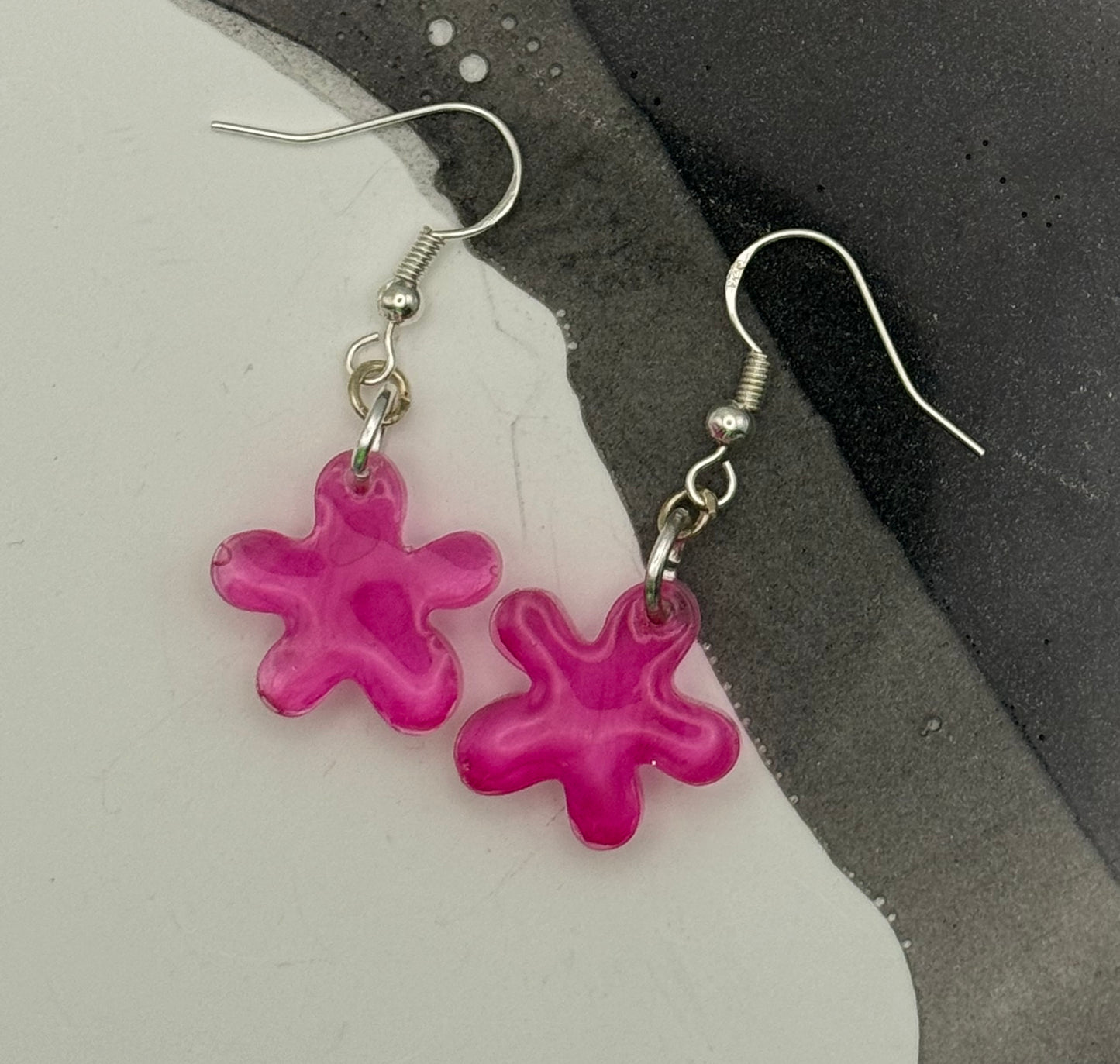 Pink flower earrings