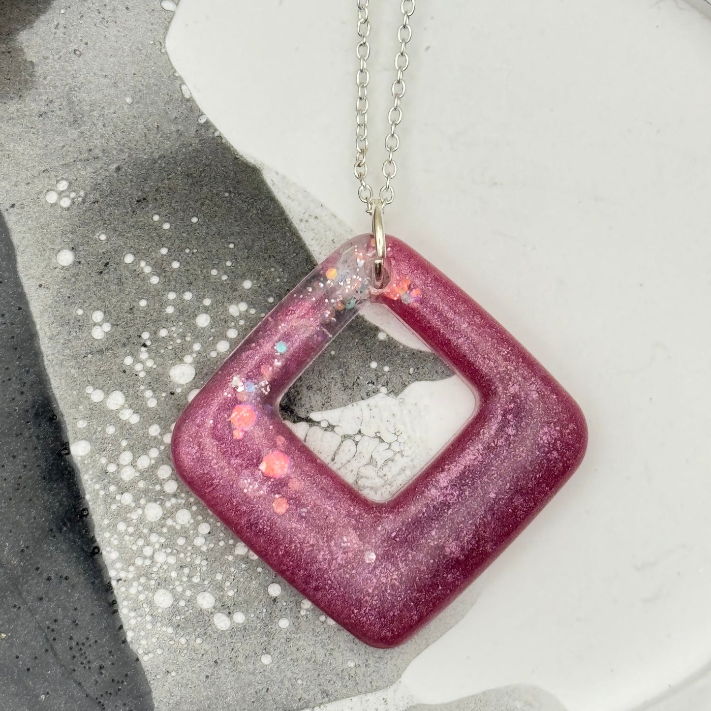 Pink pendant with glitter