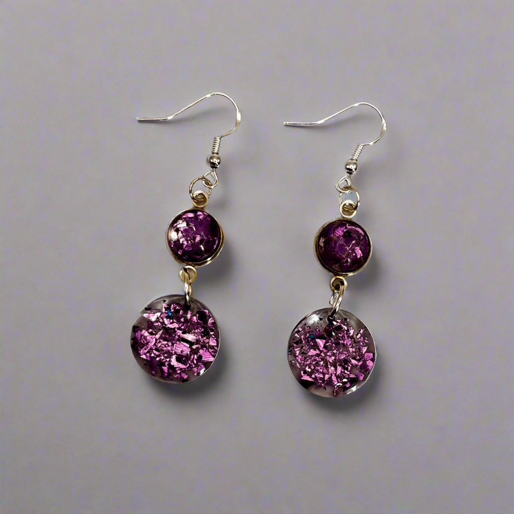 Purple Confetti Dangle Earrings