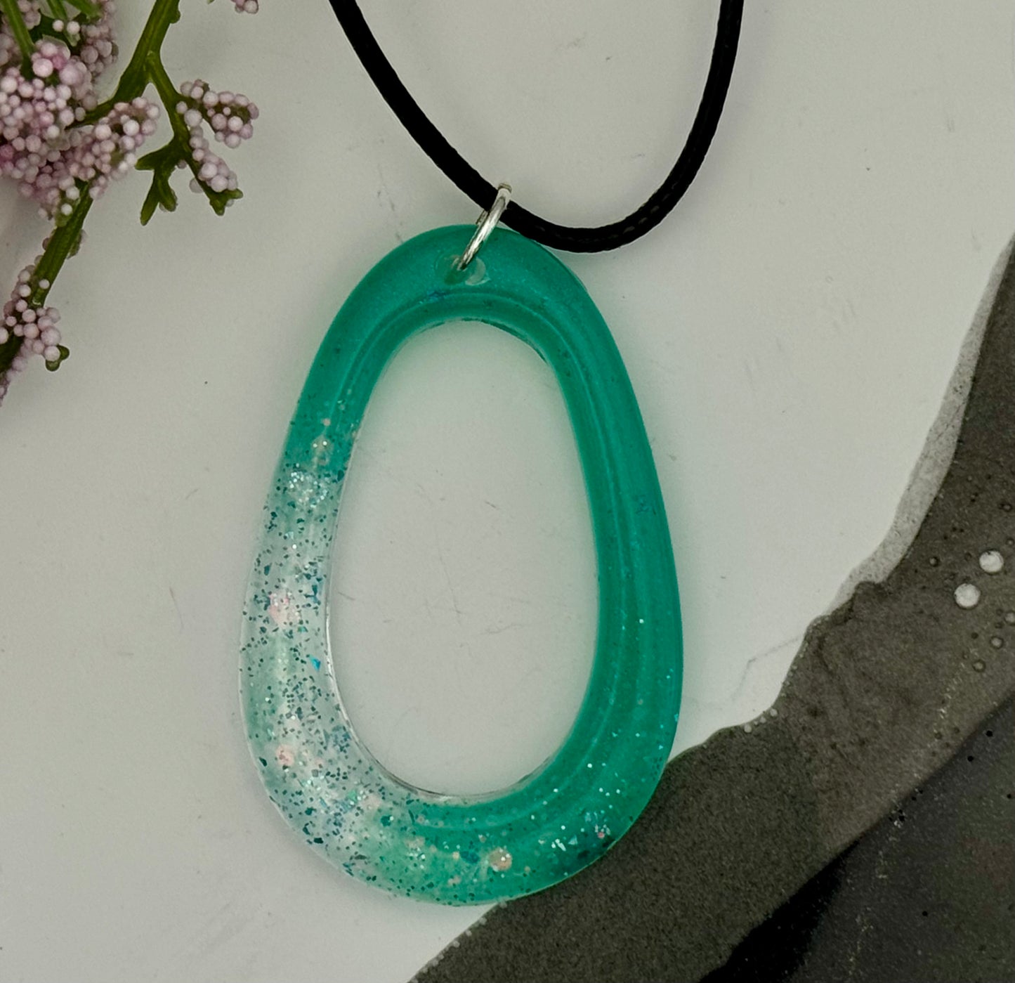 Aqua mist oval pendant