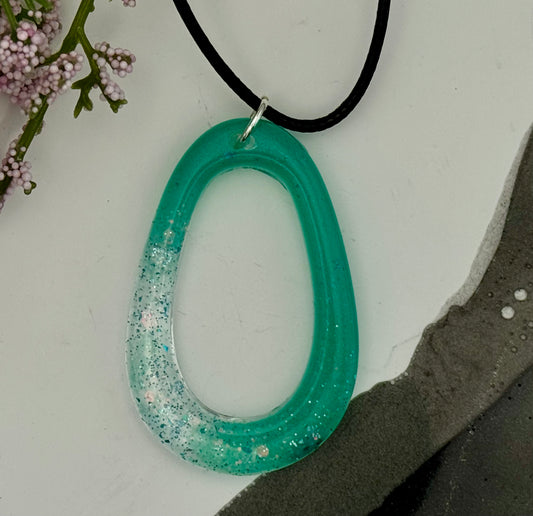 Aqua mist oval pendant