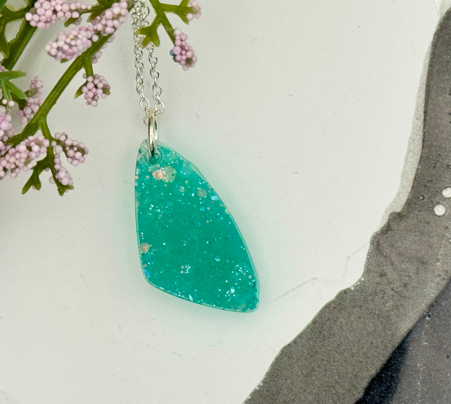 Seafoam mist triangle pendant