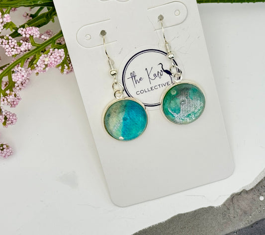 Aqua and silver shine dangle earrings