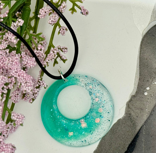 Seafoam mist circle pendant