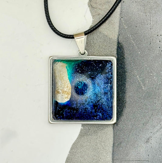 Ocean Swirl pendant with specks of gold
