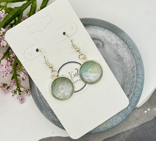 Aqua and silver shine dangle earrings