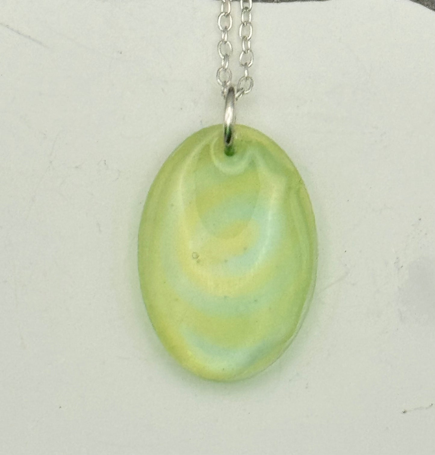 Lemon-lime oval pendant
