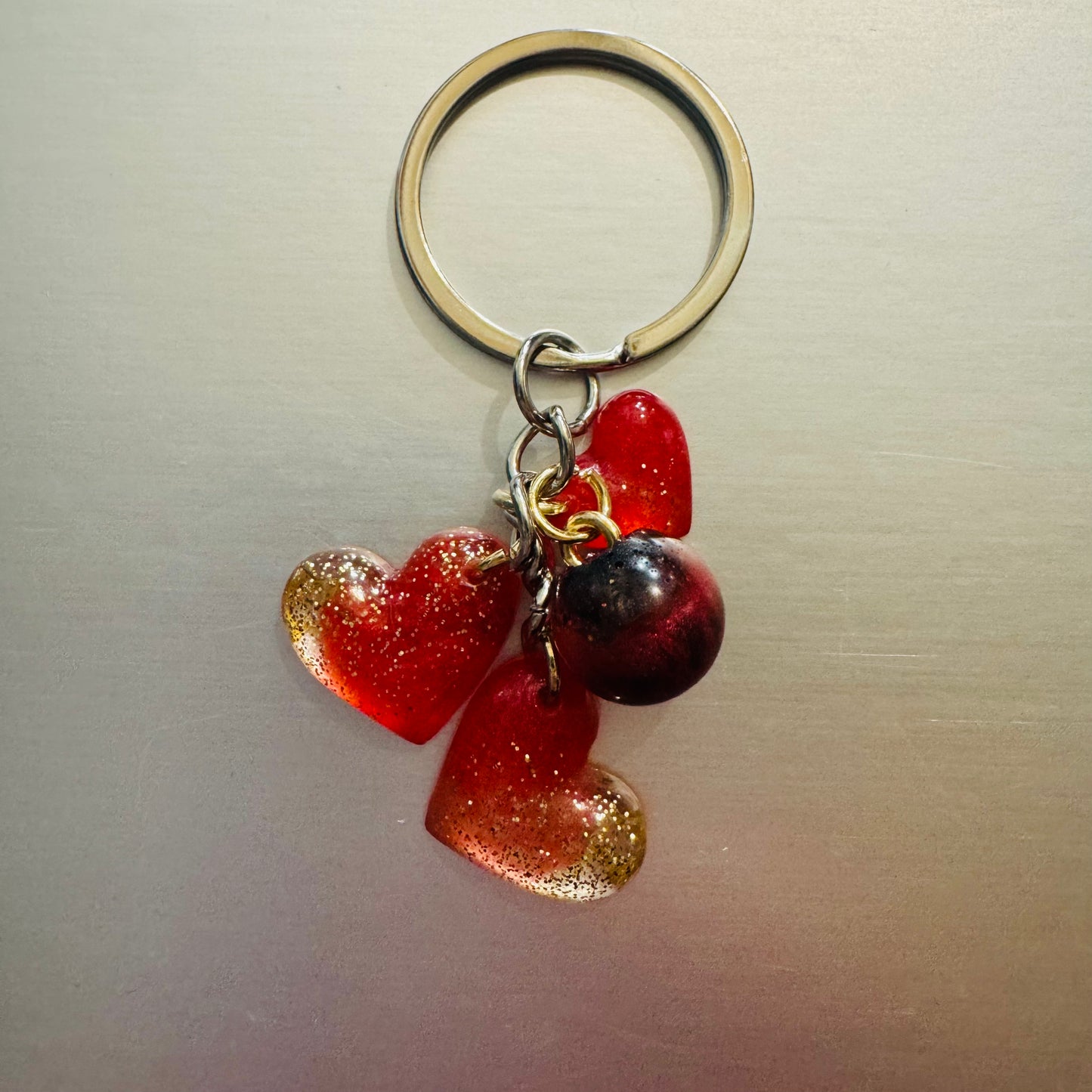 Golden Glow Hearts Keychain