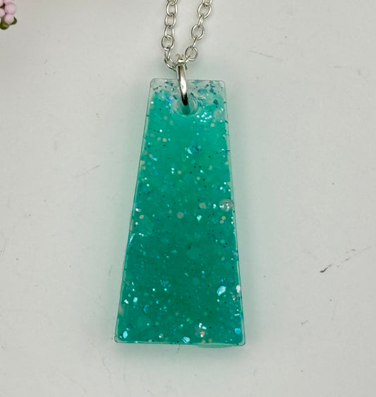 Aqua prism trapezoid pendant