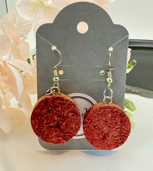 Drink It In Cork Earrings-Red Wine