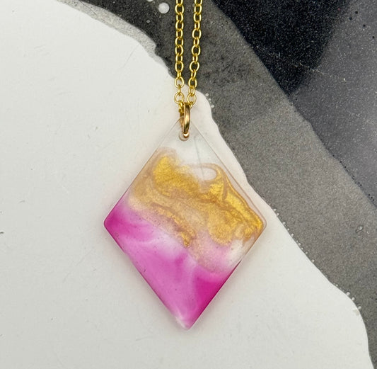 Pink and gold pendant
