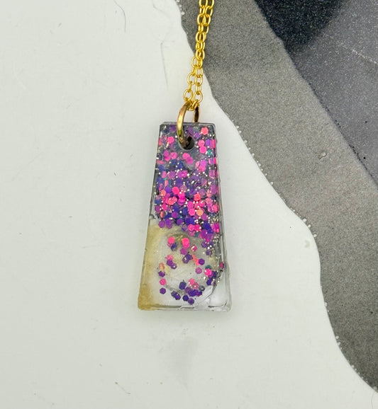 Black and purple glitter pendant