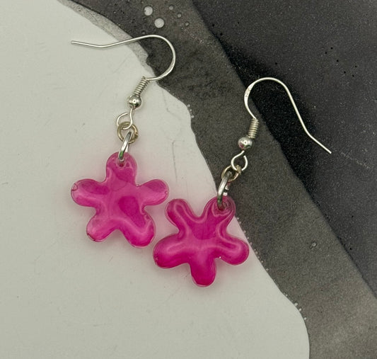 Pink flower earrings