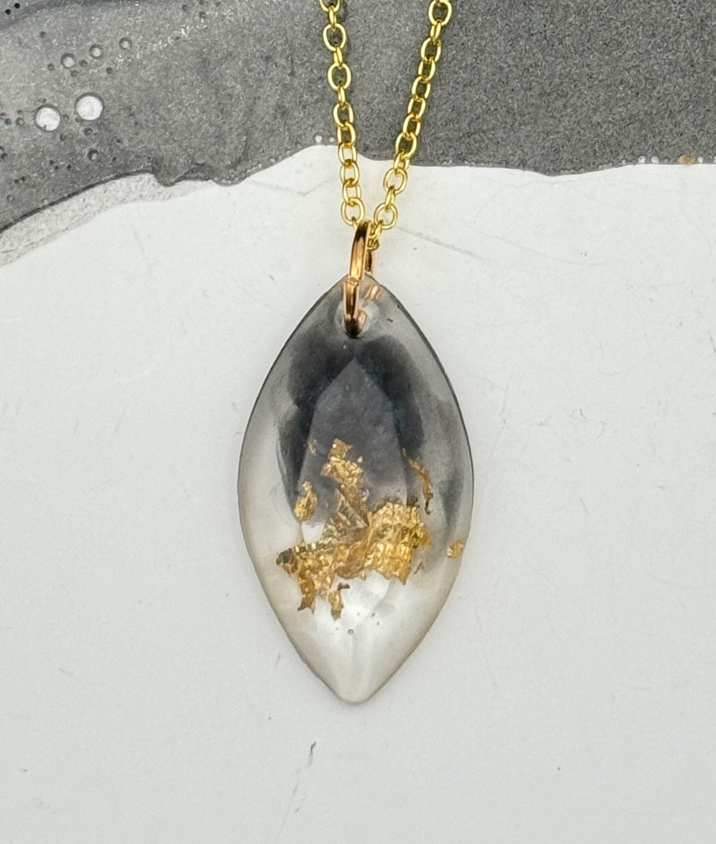 Petal black and gold elegance pendant