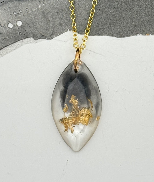 Petal black and gold elegance pendant