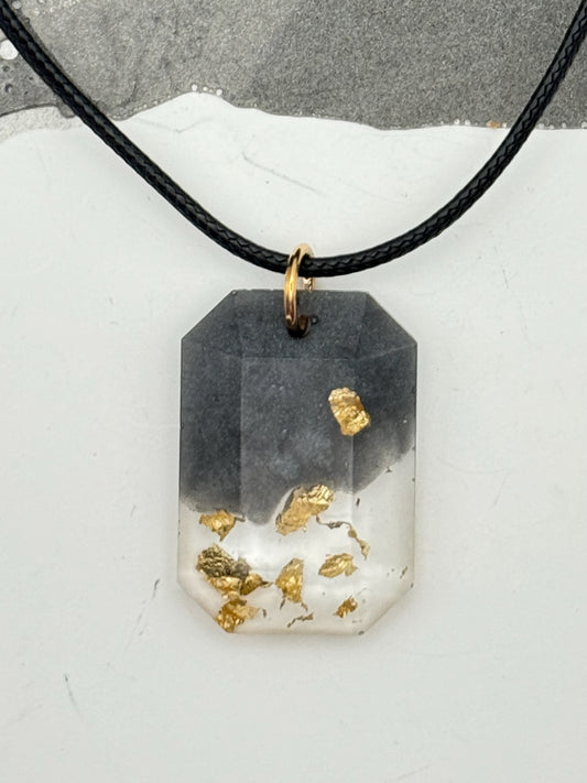 Emerald cut black and gold elegance pendant