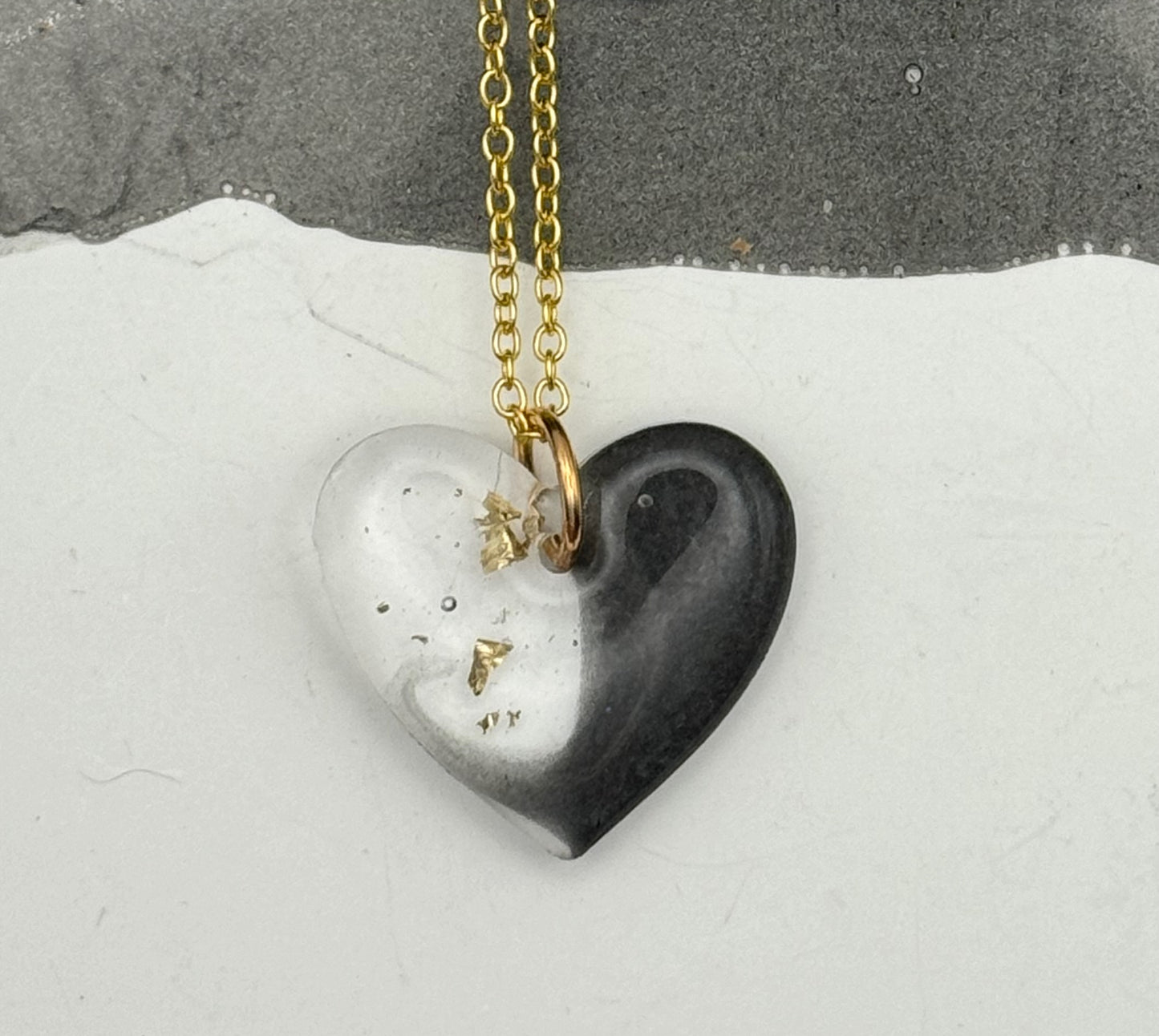 Black and Gold Heart Pendant