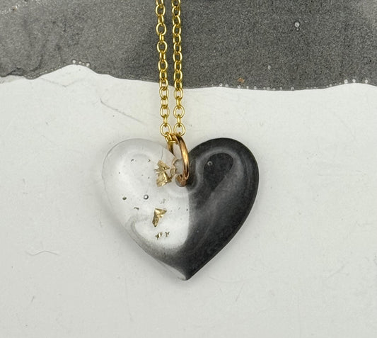 Black and Gold Heart Pendant