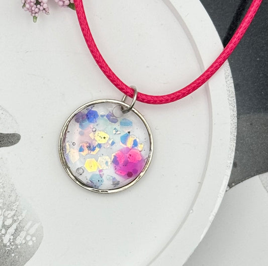 Pink round sequined pendant