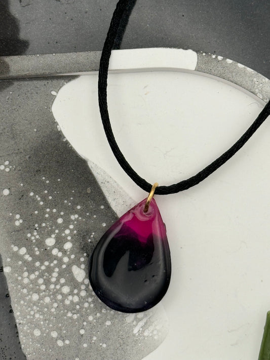 Pink and black teardrop pendant