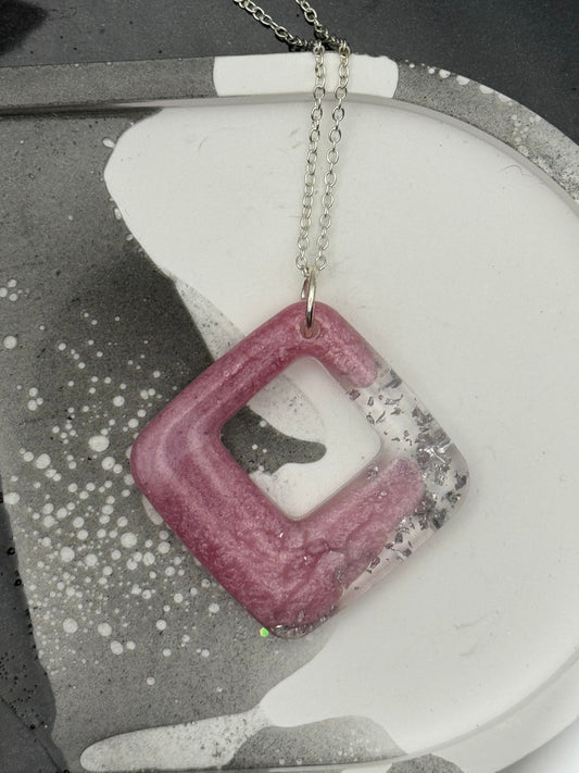 Pink pendant with silver foil