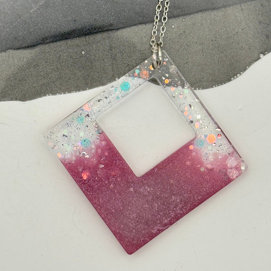 Pink with glitter pendant