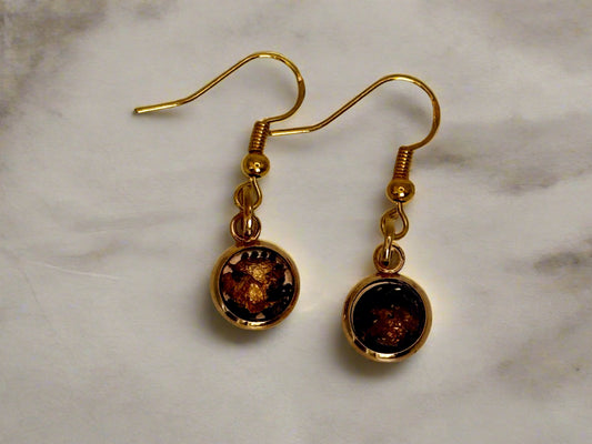 Black and Gold Dangle Earrings