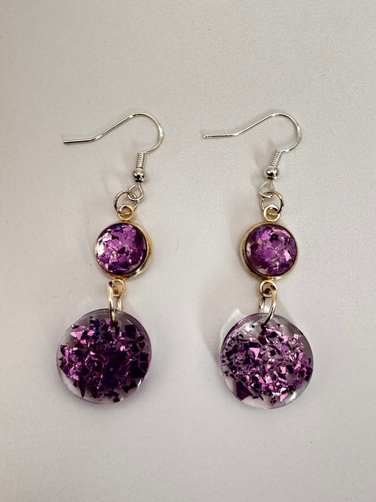 Purple Confetti Dangle Earrings