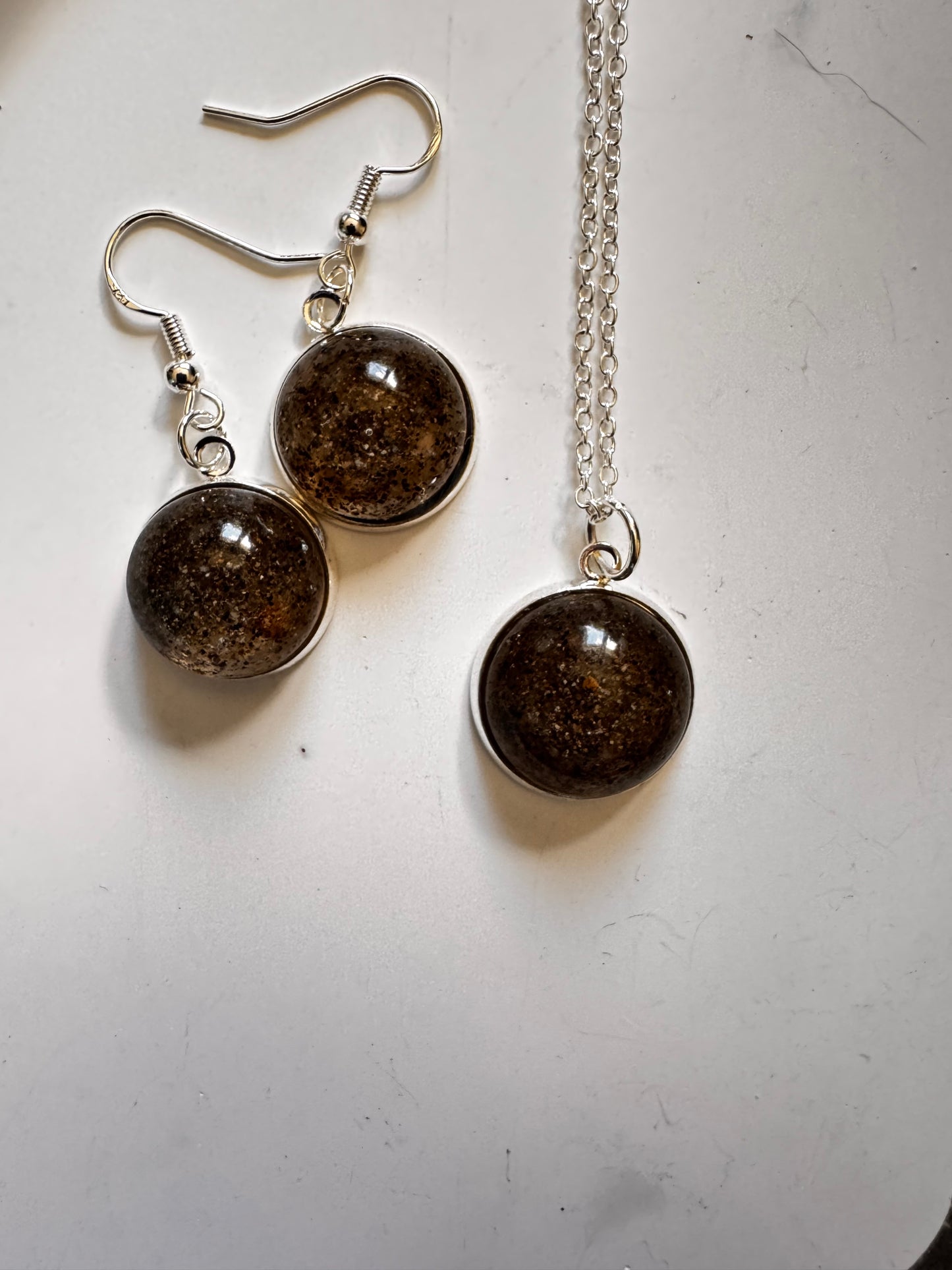 Missouri River Pendant & Earring Set (silver-plated)