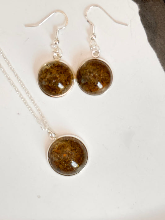 Missouri River Pendant & Earring Set (silver-plated)