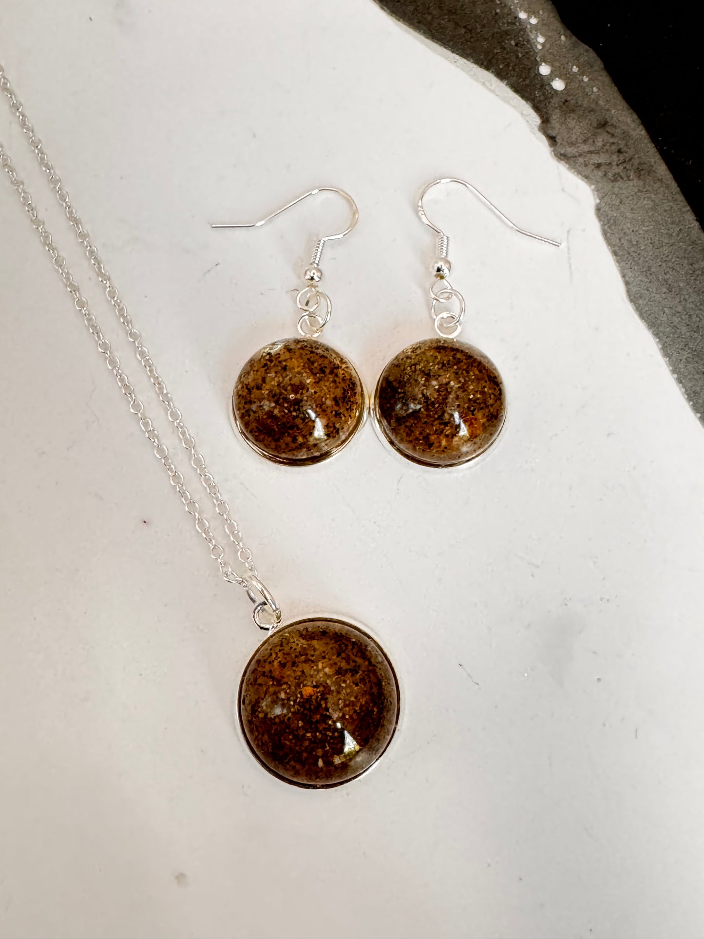Missouri River Pendant & Earring Set (silver-plated)